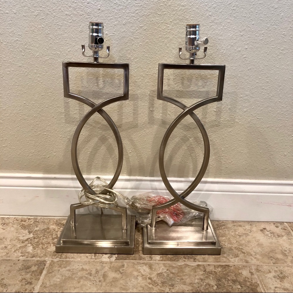 Set of modern silver lamps